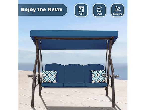 ZZW 3-Seat Outdoor Porch Swing with Stand