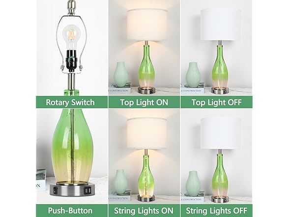 BesLowe Tall Glass Table Lamps Set of 2