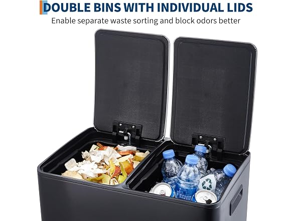 OUTLANE 16 Gal Dual Recycling Bin Black