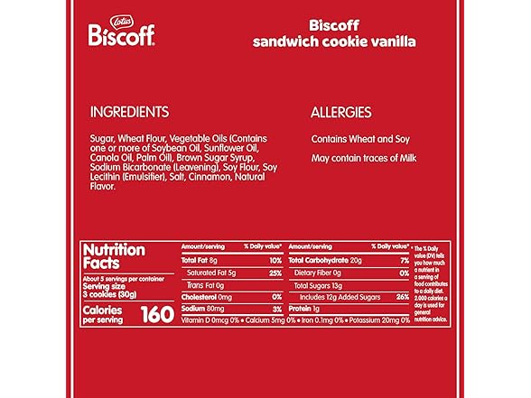 Lotus Biscoff Sandwich Cookies, Vanilla