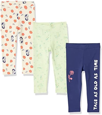 Amazon Essentials Disney | Marvel | Star Wars | Frozen | Princess Girls' Leggings, Pack of 3, Disney Princesses, 4T
