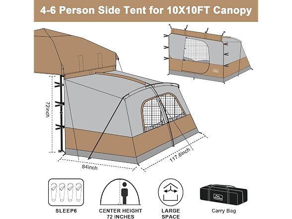 KAMPKEEPER Canopy Side Tent 4-6 Person