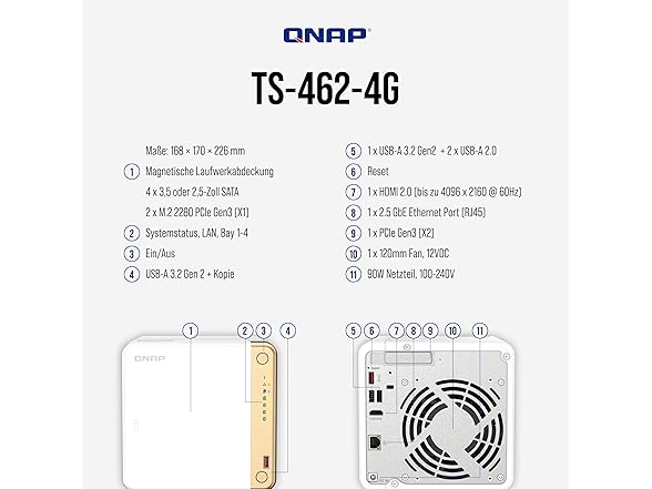 QNAP TS-462-4G NAS Multimedia 2.5GbE Bl