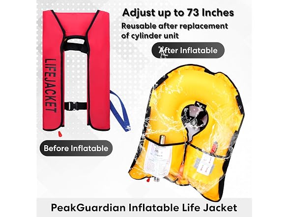 PeakGuardian Life Jackets for Adults, Red