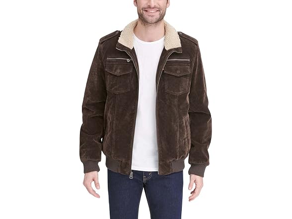 Levi's Men's (S) Men's Leather Sherpa Aviator Bomb