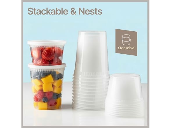 Plastic Deli Containers with Lids 8 oz (Pack of 50) 