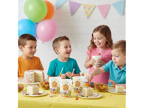 Fun Express Candy World Party Plastic Favor Cups - 8 Count