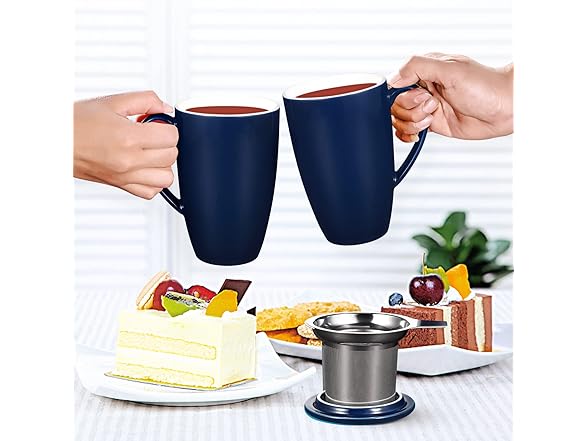 Vossfamul Tea Cup with Removable Infuser and Lid, 16 Oz 