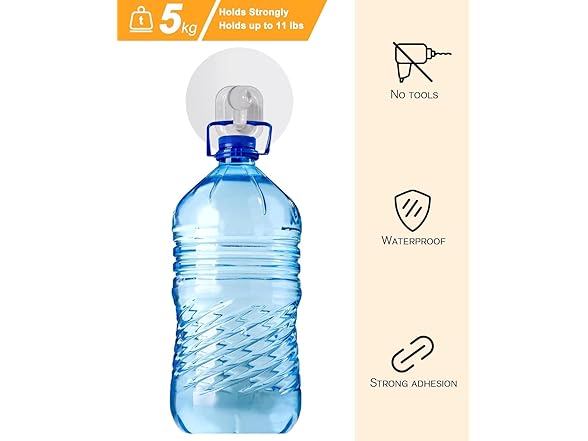 Uten Adhesive Hooks for Hanging 10 Pack, Clear