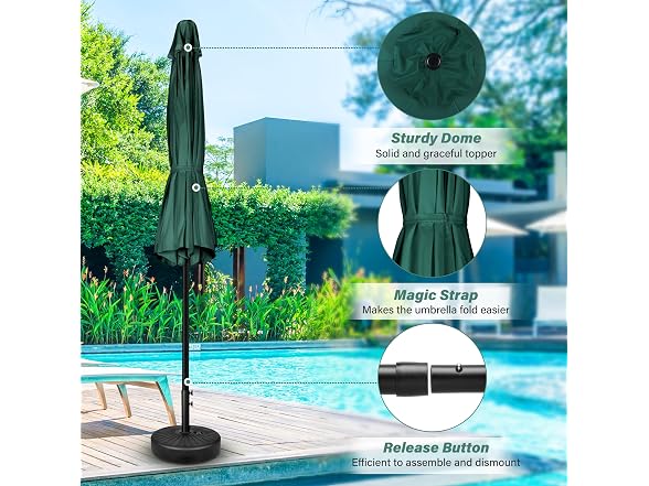HealSmart 7.5ft Patio Umbrella, Green, 2 Pack