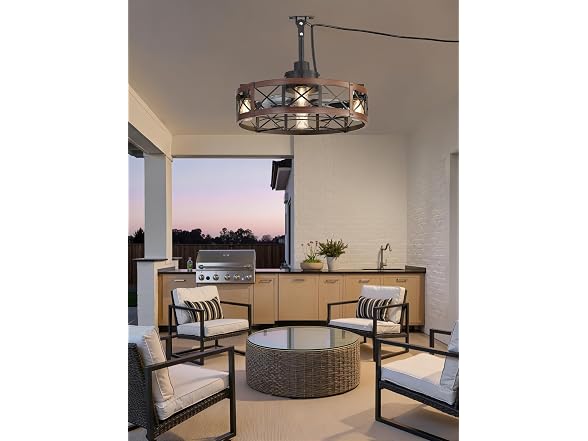LEDIARY Walnut 22" Outdoor Ceiling Fan with Lights