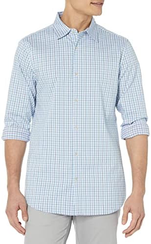 Amazon Essentials Men's Slim-Fit Long-Sleeve Stretch Dress Shirt, White Grid Check, X-Large