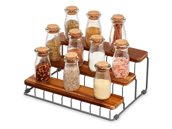 iDesign Ria Safford Collection Acacia Wood and Wire Organizer