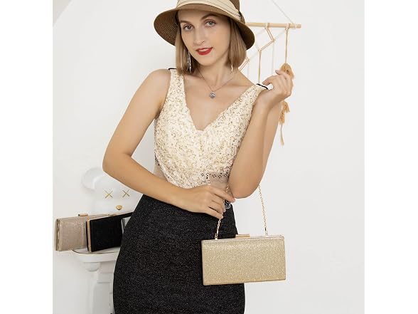 Rucavono Clutch Purses For women Gold Clutch Purses Evening Handbags Classic Wedding Party Bridal Prom Shoulder Purse …