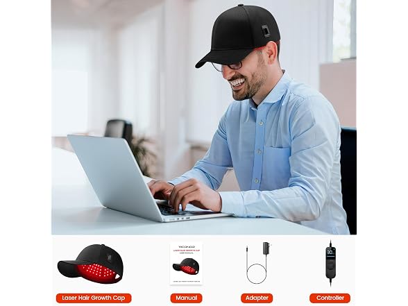 Laser Hair Growth Cap Red Light Therapy Black
