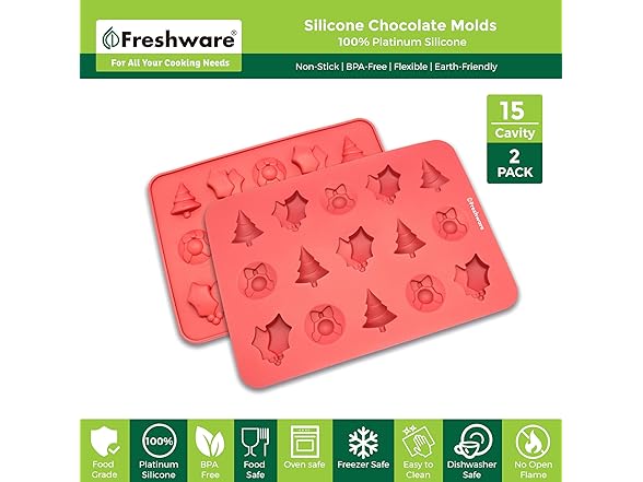 Freshware Silicone Chocolate Molds 2PK