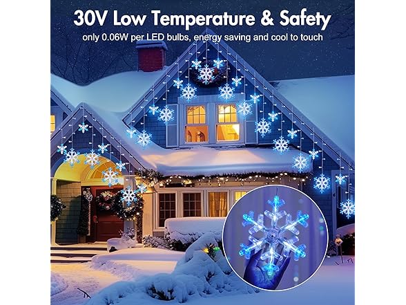 Minetom Christmas Snowflake Lights - 13ft