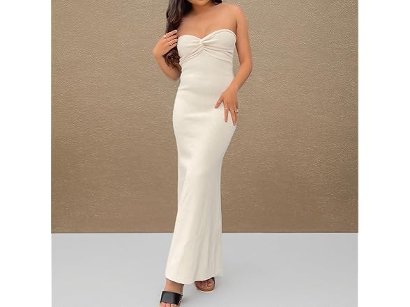 Nufiwi Women (M) Sexy Knitted Halter Neck V Dress