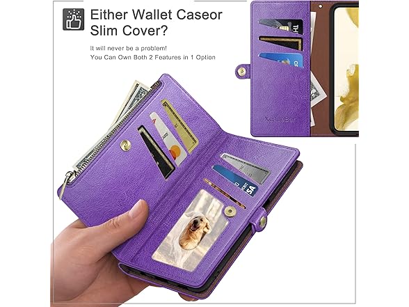 XcaseBar S23 Ultra Wallet Case, Purple