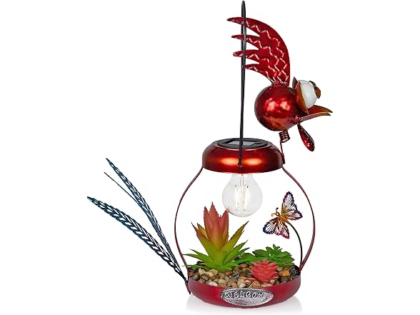 Alpine Corp Solar Rooster LED16in Red