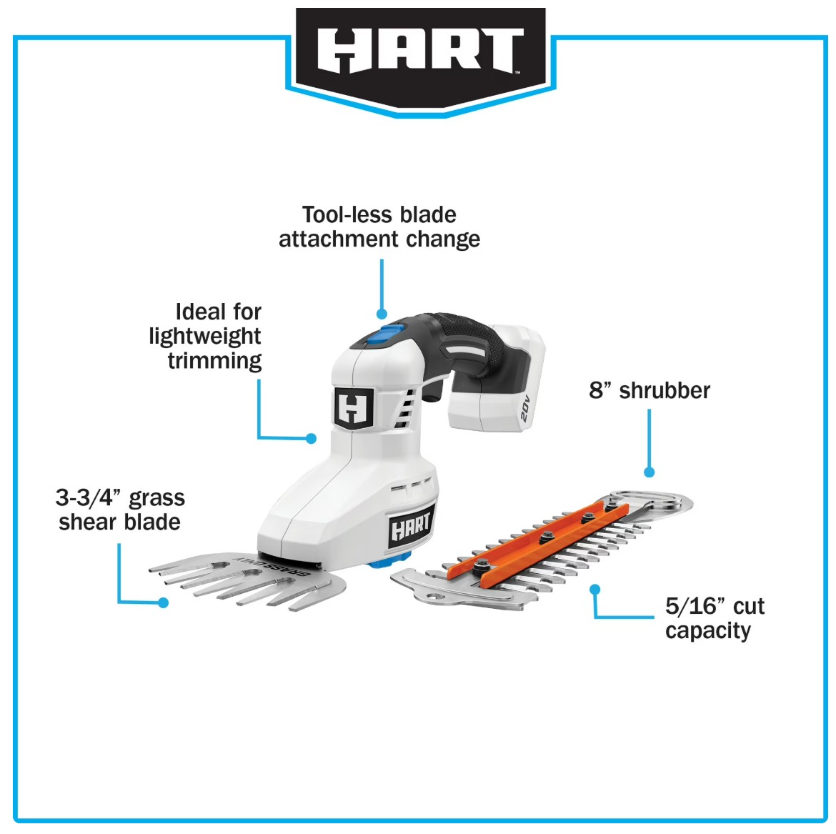 HART 20 Volt Shear/Shrubber Kit, (1) 2.0Ah Lithium-Ion Battery - Gallery 10