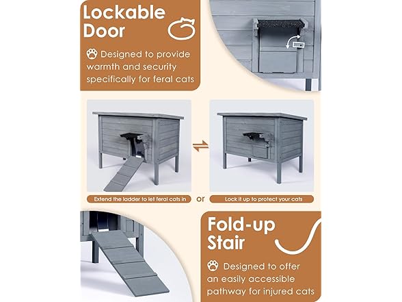 IVY&LANE IL-12 Grey Outdoor Cat House Grey