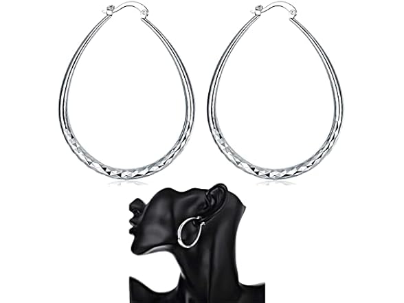 Sterling Silver Textured Round Hoops