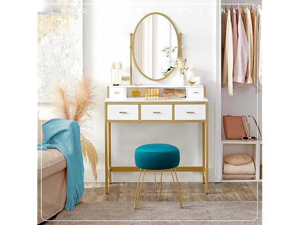Lue Bona Teal Vanity Stool
