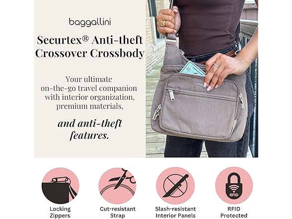Baggallini Securtex AntiTheft Crossover Crossbody Bag