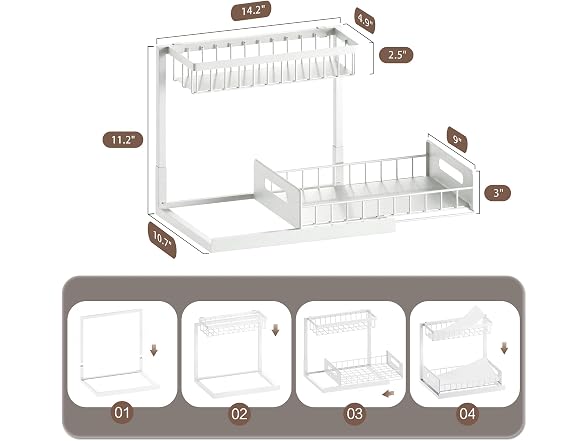 VUSIGN 2 Tier Under Sink Organizer, Slide Out