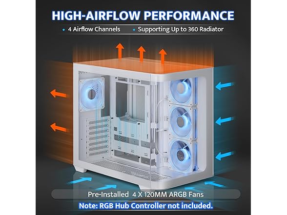 darkFlash ATX Mid-Tower PC Case, White
