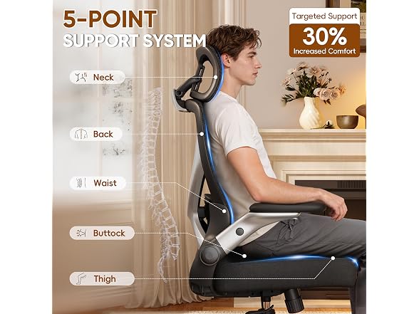 Ergonomic Office Chair with Headrest, Black