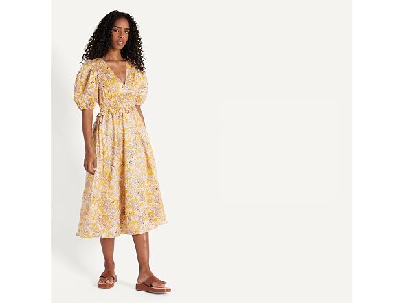 Golden Yellow Beige Multi Folk Floral
