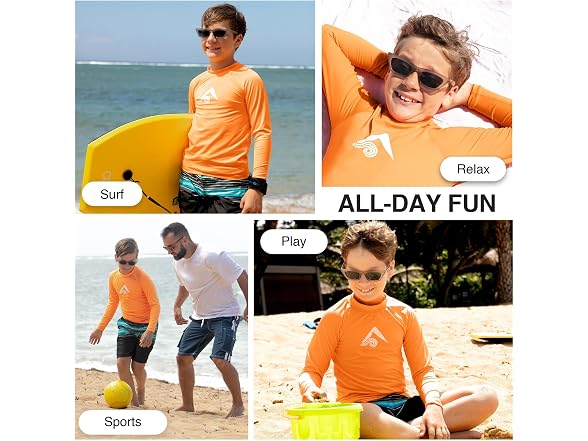 Kanu Surf Boys (3T) Long Sleeve Rashguard Orange