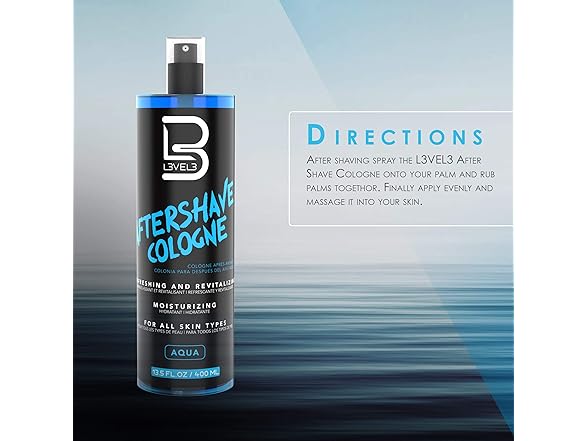 (3 Pack) Level 3 After Shave Spray Cologne, Aqua, 13.5 oz