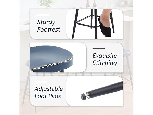 FIRAVOE Counter Stools Set of 3, Modern 24 inch Counter Height (Open Box)