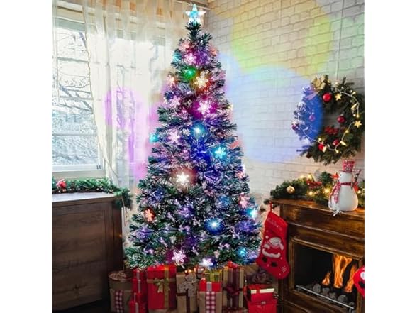 KISIQI 6Ft Artificial Pre-lit Christmas Tree