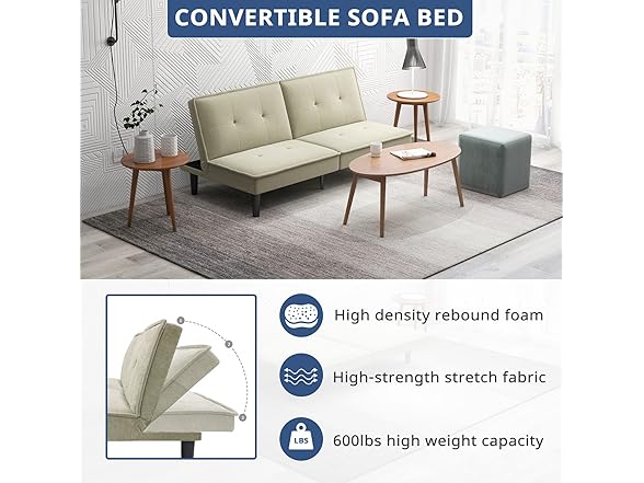 FONTOI Futon Sofa Bed Memory Foam Couch Sleeper