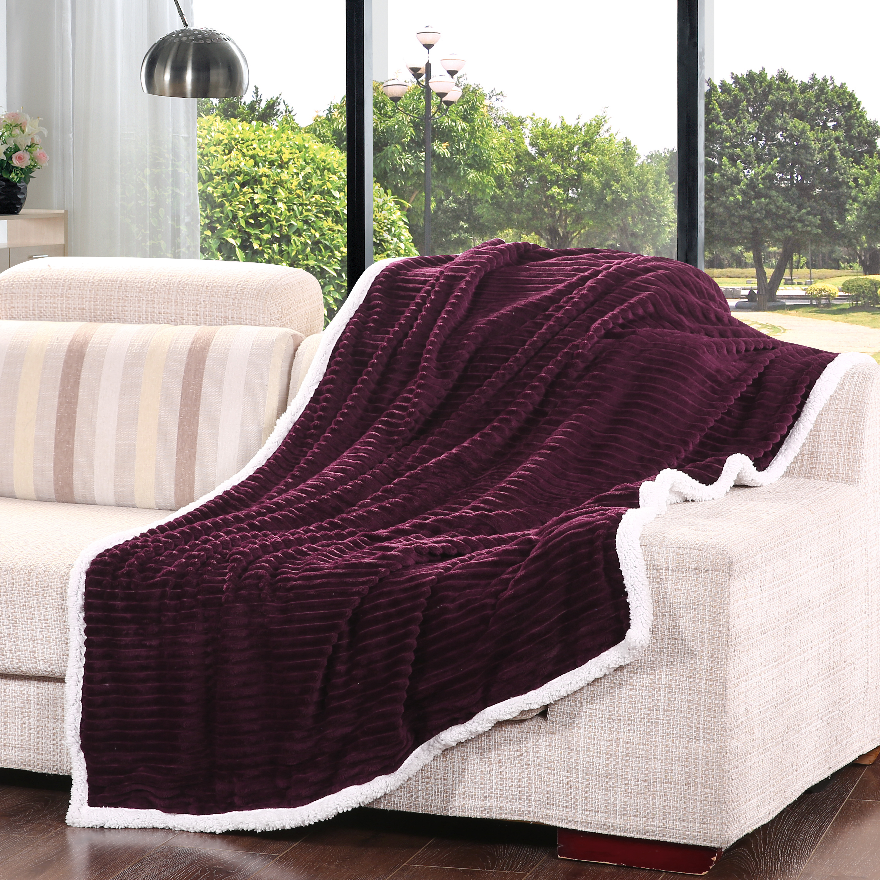 Noble House 2k Corduroy Sherpa Throw/Blankets - Gallery 5