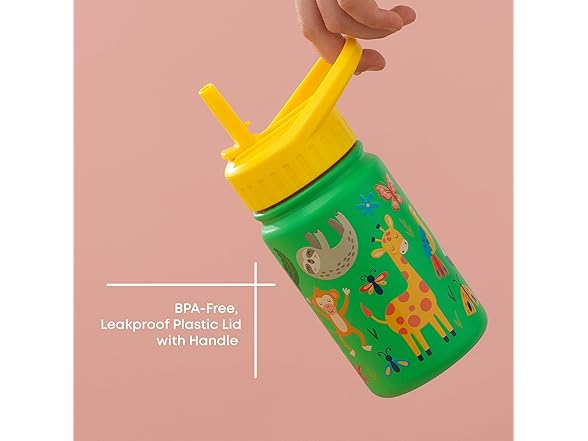 JoyJolt Kids Water Bottle Straw Lid 12oz