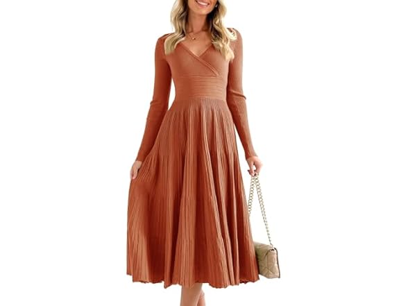 Women’s Pleated Knit Midi Dress