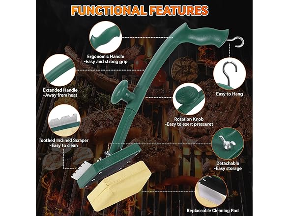 Grill Brush Bristle Free with Scraper