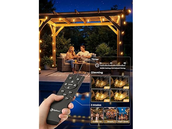 Brightown 58FT Solar String Lights Outdoor