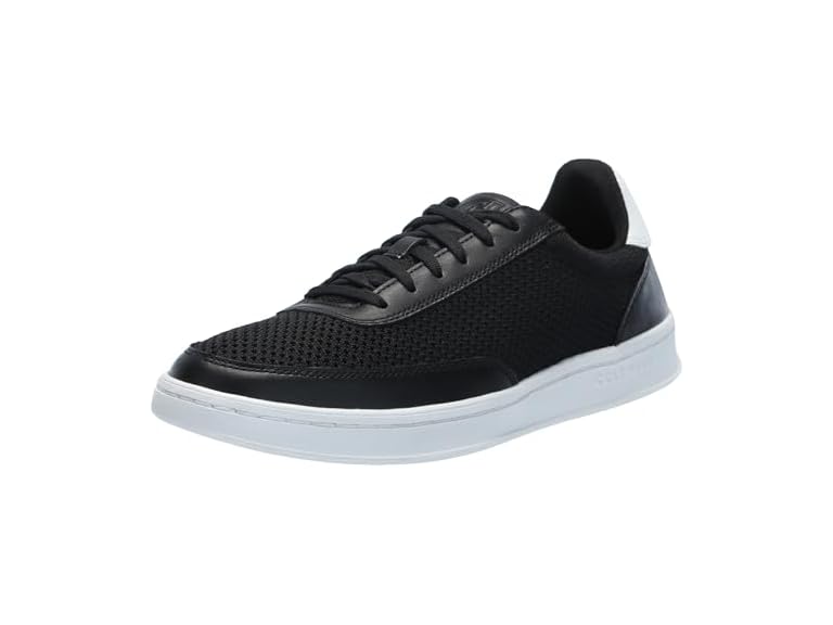 Cole Haan Women's Grandpro Leisure Sneaker, Black Knit/Leather/White, 7.5
