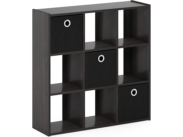 Furinno Simplistic 9-Cube Organizer with Bins