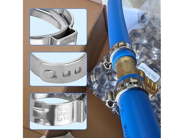 100 Pcs 1/2'' & 50Pcs 1'' Pex Cinch Clamp Ring