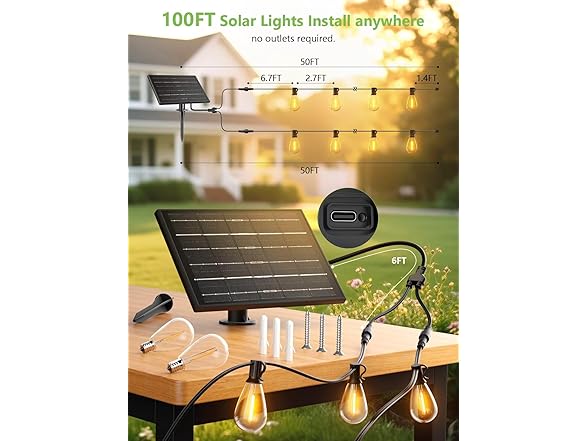 Luckstyle 100FT Solar String Lights