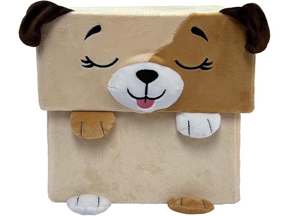 Happy Nappers Adorable Storables - Tan Dog 8" Plush & Cube Bin