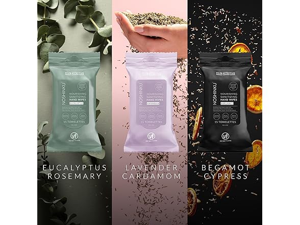 Noshinku Bergamot Hand Sanitizer Wipes 3pk 45ct