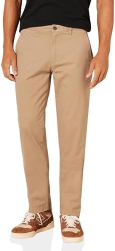 Amazon Essentials Men's Athletic-Fit Casual Stretch Chino Pant (Available in Big & Tall), Mushroom Brown, 33W x 30L